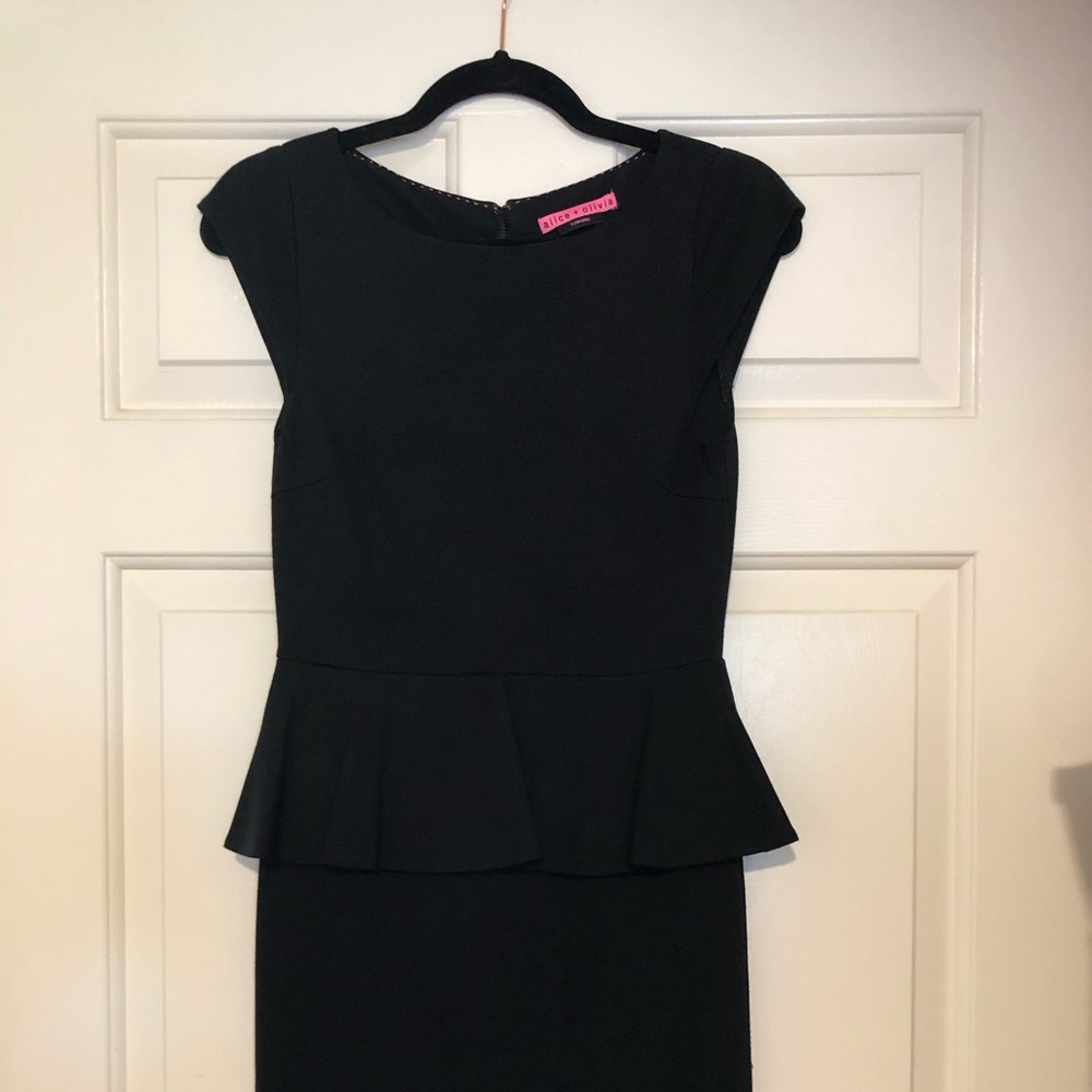 Alice + Olivia Black Peplum Sheath Dress